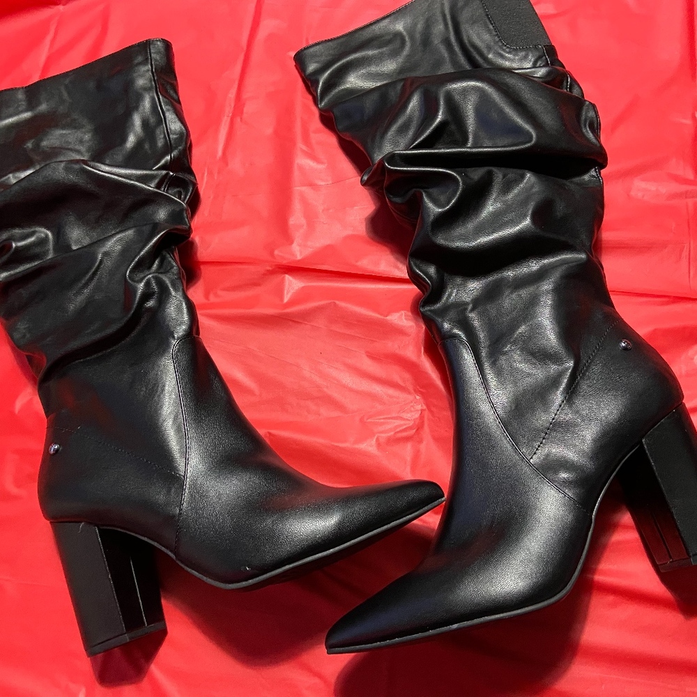 Black Faux Leather Boots